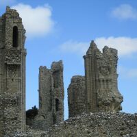 Priory ruins dog walk and dairy shop near Wells, Norfolk - Abbey ruins near Wells with the dog